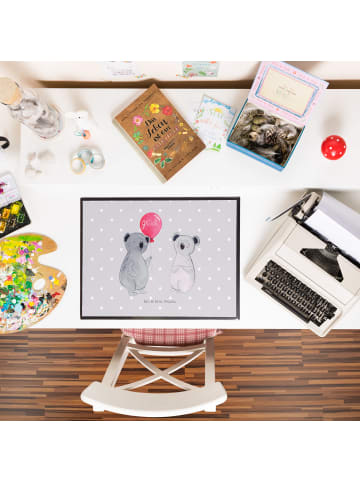 Mr. & Mrs. Panda Schreibtischunterlage Koala Luftballon ohne Spruch in Grau Pastell
