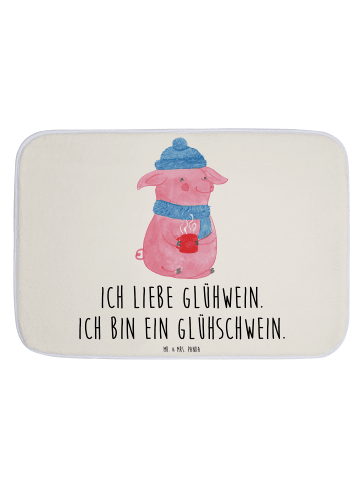 Mr. & Mrs. Panda Badezimmermatte Schwein Glühwein mit Spruch in Weiß