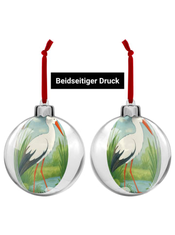 Mr. & Mrs. Panda Weihnachtskugel Storch Design ohne Spruch in Weiß