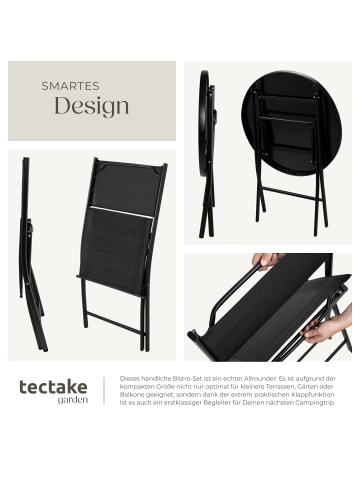 tectake Bistro-Set Düsseldorf Tisch mit Sicherheitsglasplatte, schwarz
