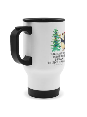 Mr. & Mrs. Panda Thermo Kaffeebecher Pinguin Weihnachtsbaum mit ... in Weiß
