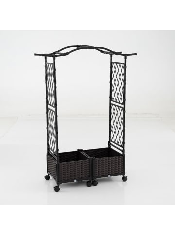 COSTWAY Blumenkasten mit Rankgitter Dach 2 in 1 in Braun