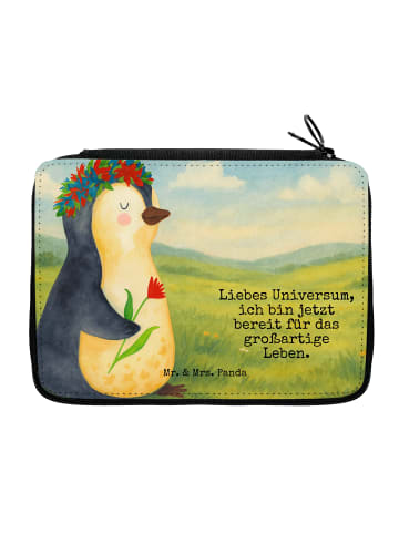 Mr. & Mrs. Panda Federmappe Pinguin Blumen Design mit Spruch in Weiß