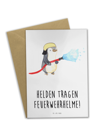 Grußkarte Feuerwehrmann Helden mit Spruch in Weiß
