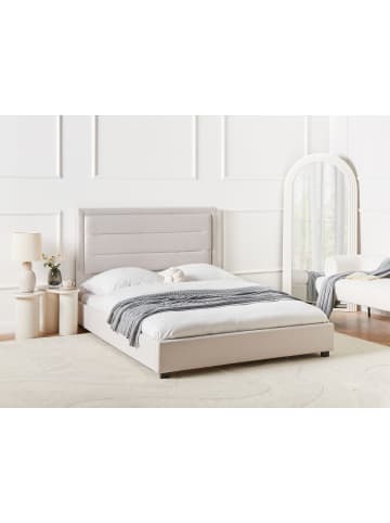 Beliani Doppelbett ROUEN in Beige/Schwarz - (W) 148 x (H) 112 x (L) 214 cm