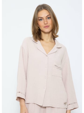 SASSYCLASSY Musselin Pyjamabluse in Altrosa