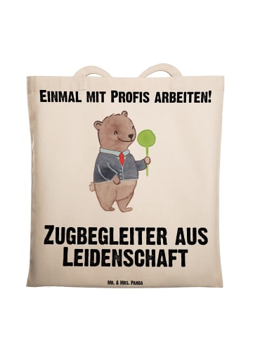 Mr. & Mrs. Panda Tote Bag Zugbegleiter Leidenschaft mit Spruch in Creme