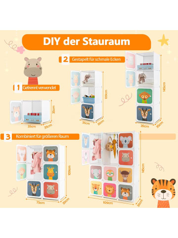 COSTWAY Kleiderschrank Kinder mit 12 Würfeln in Weiß