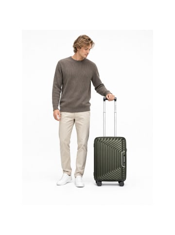 Redolz Essentials 01 4 Rollen Kabinentrolley 53 cm mit Dehnfalte olive metallic