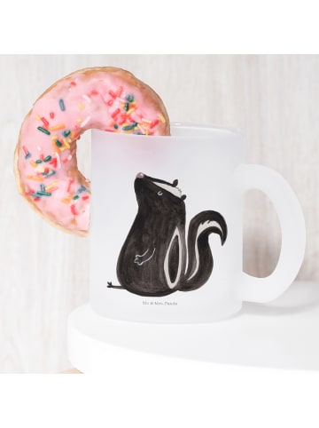 Mr. & Mrs. Panda Teetasse aus Glas Stinktier Sitzen ohne Spruch in Transparent