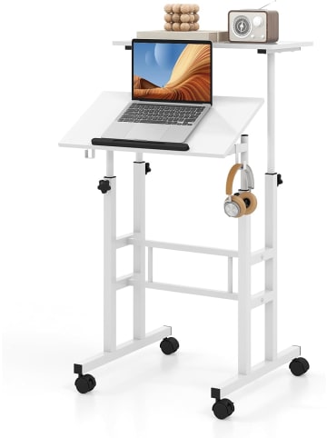 COSTWAY Sitz-Steh Schreibtisch in Weiß