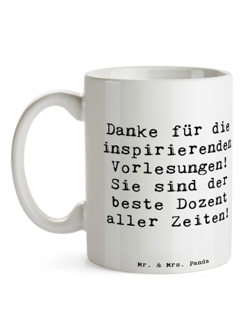 Mr. & Mrs. Panda Porzellantasse Spruch Bester Dozent mit Spruch in Weiß