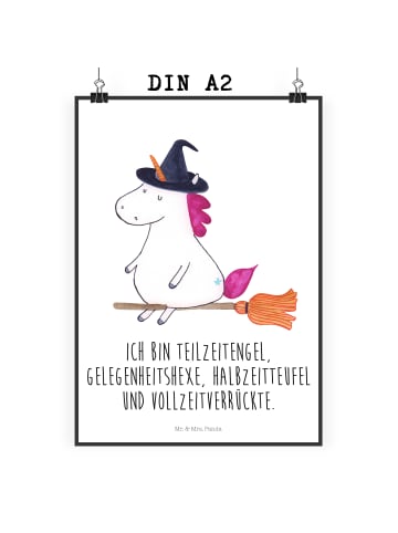 Mr. & Mrs. Panda Bild Einhorn Hexe mit Spruch in Gelb Pastell