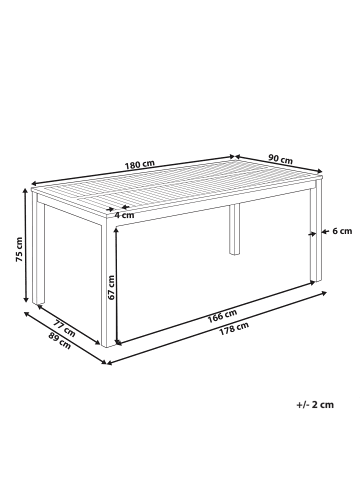 Beliani Esstisch OMBRIANO in Braun - (W) 90 x (H) 75 x (L) 180 cm