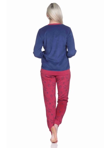 NORMANN Frottee Schlafanzug langarm Bündchen Sterne - 77747 in blau