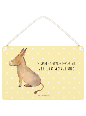 Mr. & Mrs. Panda Schild Esel mit Spruch in Gelb Pastell