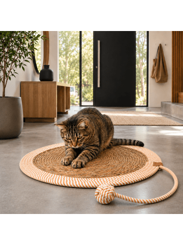 UNUS Kratzmatte Tina aus Seegras 50 cm Durchmesser in Beige