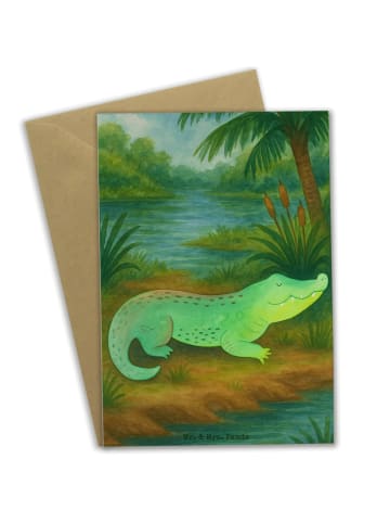 Mr. & Mrs. Panda Beileidskarte Krokodil Design ohne Spruch in Weiß