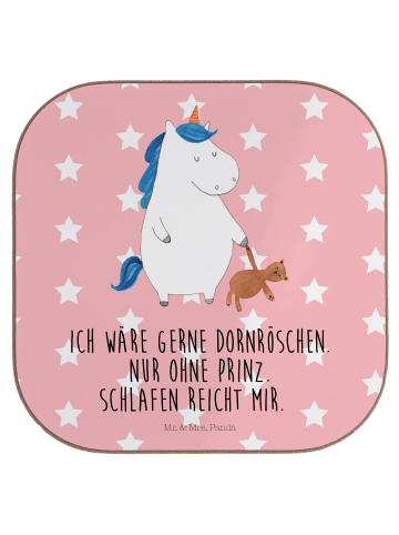Mr. & Mrs. Panda Untersetzer Einhorn Teddy mit Spruch in Rot Pastell