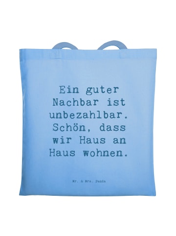Mr. & Mrs. Panda Jutebeutel Spruch Guter Nachbar mit Spruch in Sky Blue