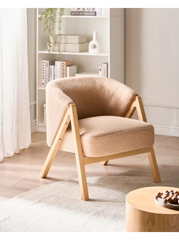 Beliani Sessel SKEI in Beige/Braun - (W) 67 x (H) 69 x (L) 66 cm