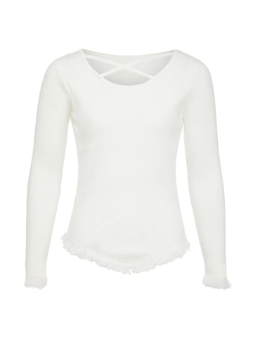 qisha Damen Strickpullover in Wollweiss