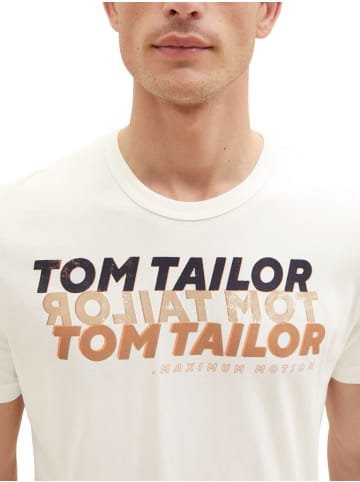 Tom Tailor T-Shirt WORDING LOGO in Weiß