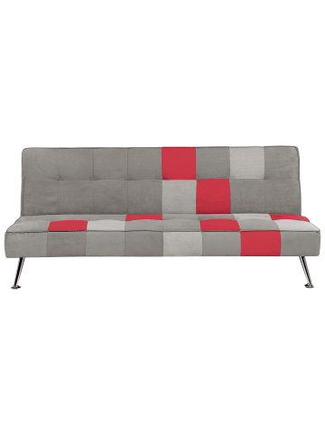 Beliani 3-Sitzer Sofa OLSKER in Grau/Silber/Rot - (W) 178 x (H) 78 x (L) 92 cm