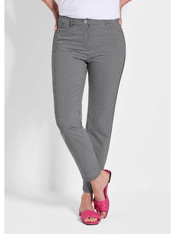 GOLDNER Lange Slim Fit Hose LOUISA in schwarz in schwarz / weiß / gemustert