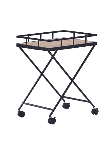 Beliani Servierwagen LEOTI in Schwarz/Braun - (W) 44 x (H) 56 x (L) 33 cm