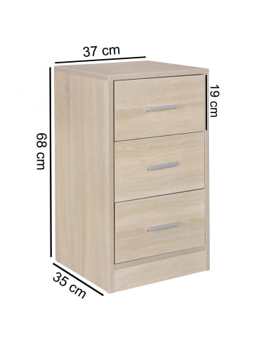 FineBuy Nachttisch in Grau / Spanplatte / 38x35x68