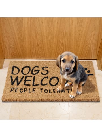 relaxdays Fußmatte "Dogs Welcome" in Natur - (B)60 x (T)40 cm