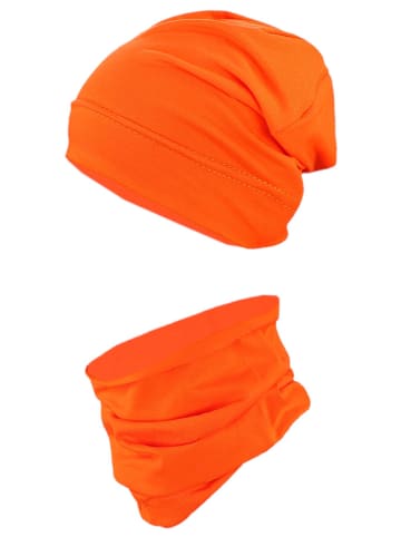 TupTam Jungen Beanie Mütze und Schlauchschal 2er Set in orange
