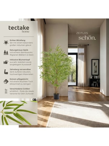 tectake Künstliche Kunstpflanze, stabiler Kunststoff-Blumentopf, viel Volumen