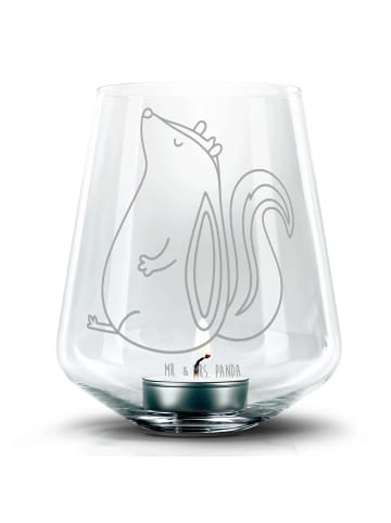 Mr. & Mrs. Panda Glas Teelichthalter Stinktier Sitzen ohne Spruch in Transparent