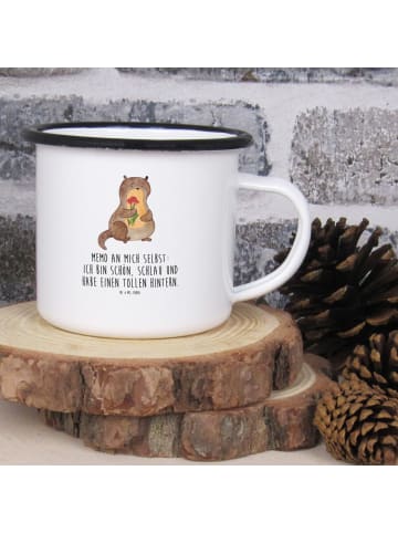 Mr. & Mrs. Panda Kaffeebecher Otter Blumenstrauß mit Spruch in Weiß