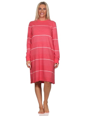 NORMANN langarm Nachthemd Bündchen Streifen - 81983 in rot