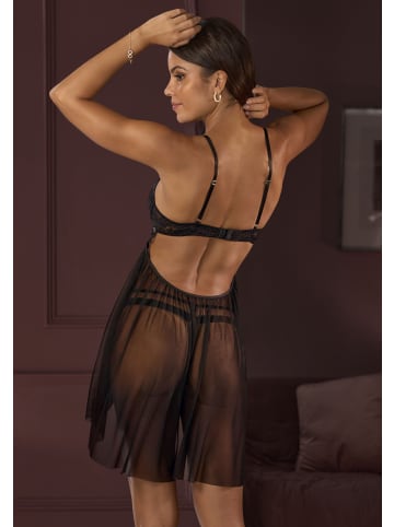 JETTE Negligé in schwarz