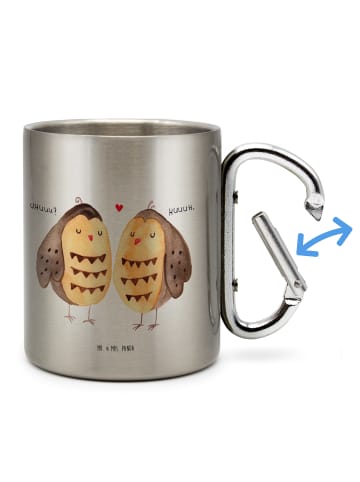 Mr. & Mrs. Panda Camping Tasse Eulen Liebe ohne Spruch in Silber