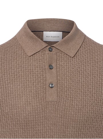 Roy Robson Strick-Poloshirt in taupe - 0001