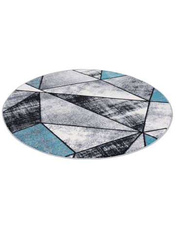 Pergamon Teppich Brilliant Magic Rund in blau