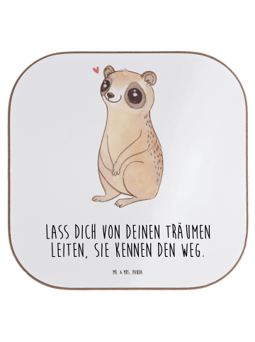 Mr. & Mrs. Panda Glasuntersetzer Plumplori Glücklich mit Spruch in Weiß