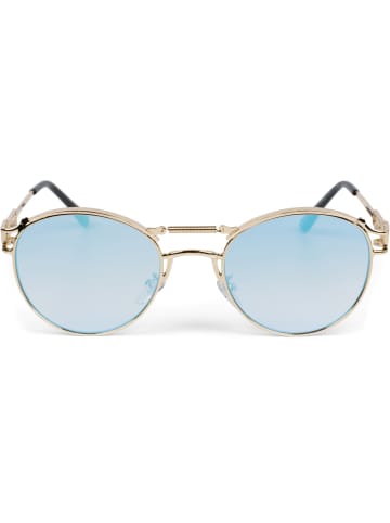 styleBREAKER Panto Sonnenbrille in Gold / Blau-Rosa verspiegelt