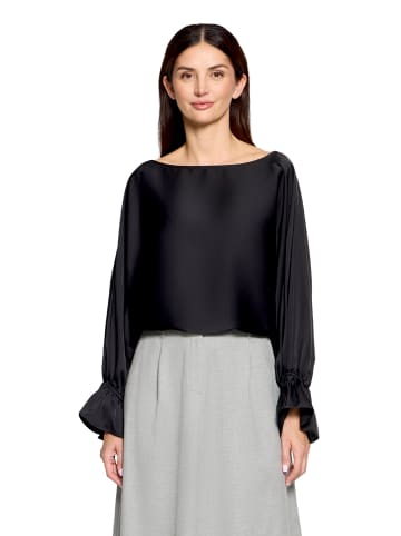 Betty Barclay Satin-Bluse mit U-Boot-Ausschnitt in Schwarz