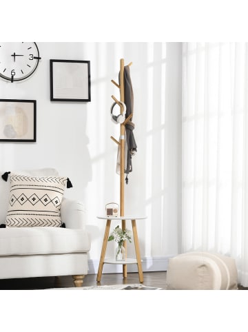 HOMCOM Garderobenständer-39,5L x 39,5B x 171H cm-Naturholz