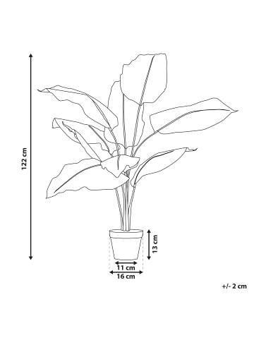 Beliani Kunstpflanze DIEFFENBACHIA in Grün/Schwarz - (W) 16 x (H) 122 x (L) 16 cm