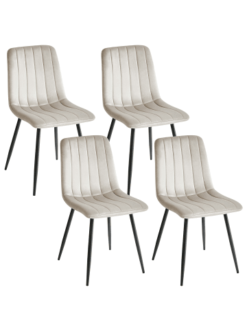 Beliani 4er-Set Esszimmerstuhl KALISPELL in Beige/Schwarz