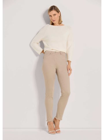 MADELEINE Mid Waist Skinny-Hose mit Fransen in berber