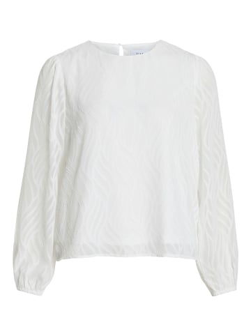 Vila Elegante Langarm-Bluse mit transparentem Musterdesign in Weiß