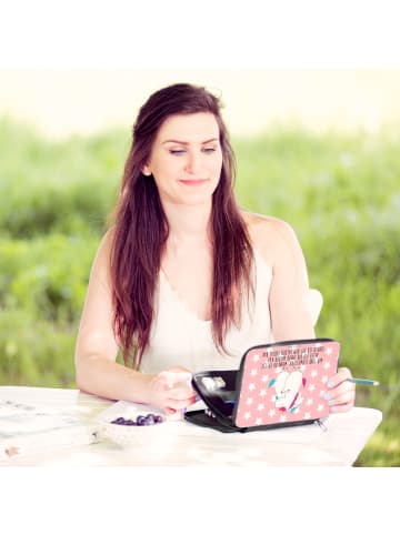 Mr. & Mrs. Panda Federtasche Einhörner Umarmen mit Spruch in Rot Pastell